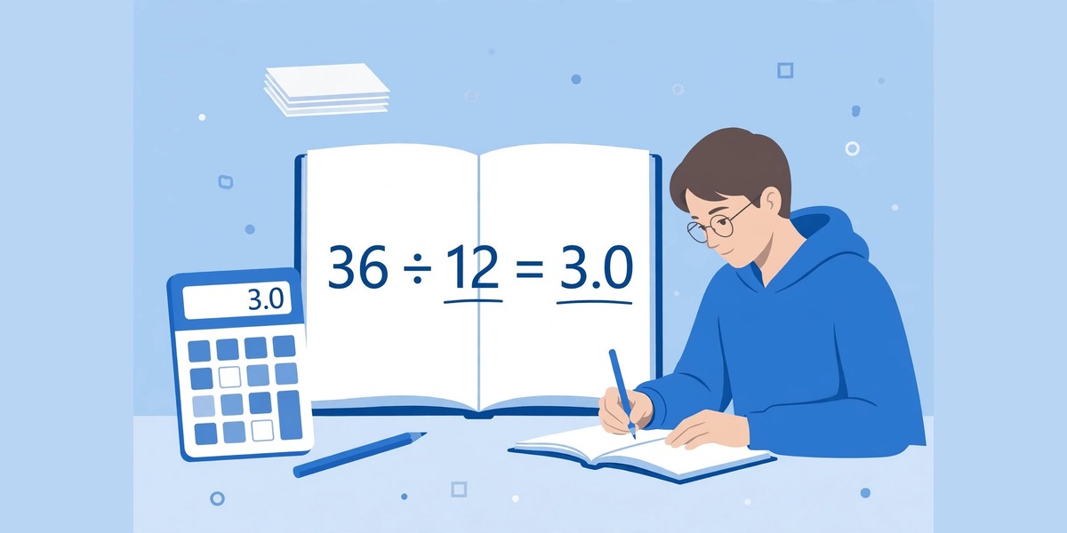 Student writing GPA formula with grade chart on a desk