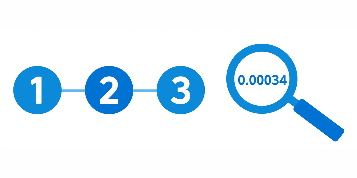 Steps showing a decimal point moving to convert a number to scientific notation