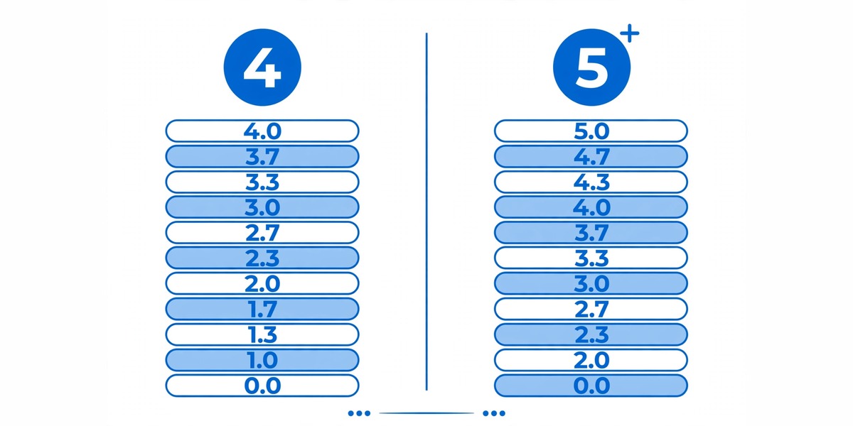 Student comparing weighted and unweighted GPA scales on a chart