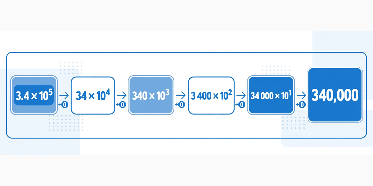Scientific notation value expanding into standard form with decimal shifts