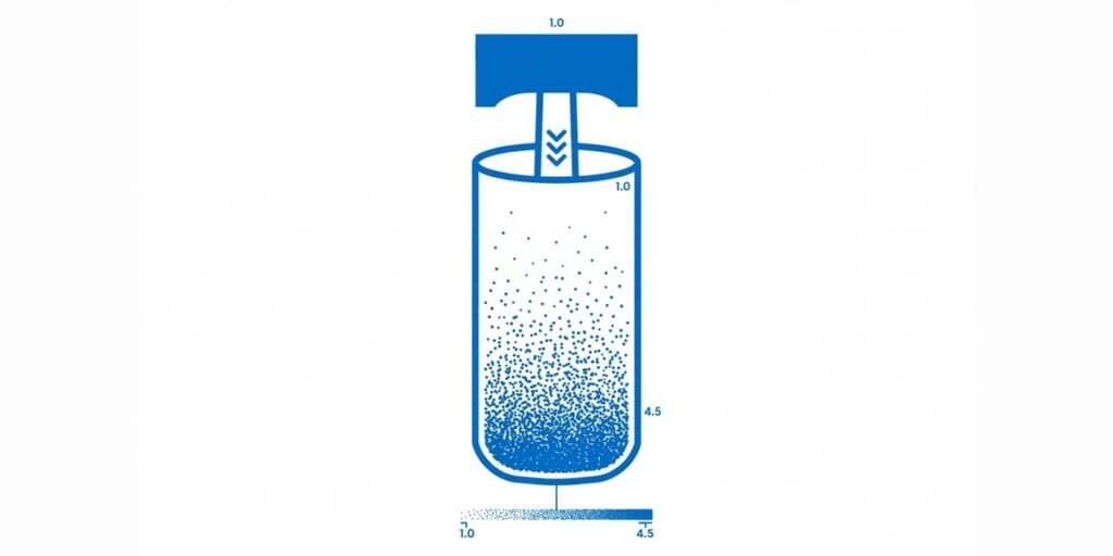 Gas cylinder under high pressure showing real gas behavior