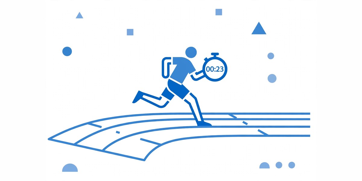 Runner on a track lane with a stopwatch