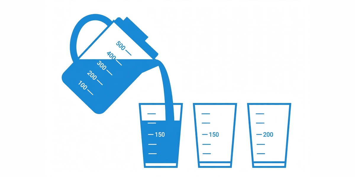 Infographic showing daily water intake factors: weight, activity level and climate