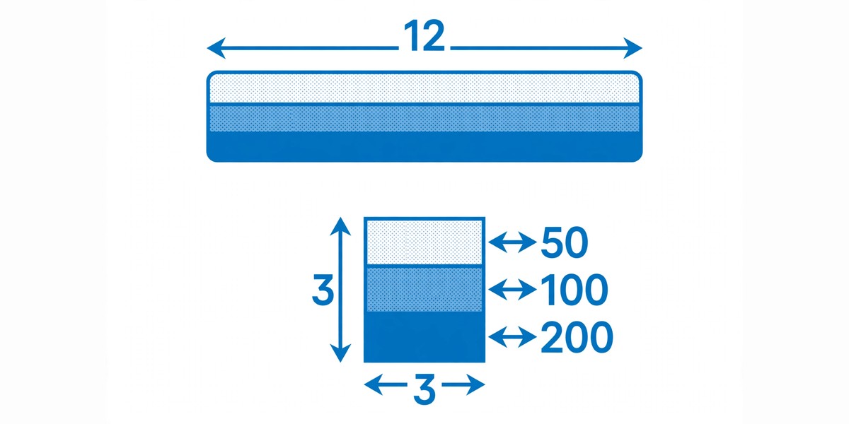 Driveway diagram showing length, width and gravel depth
