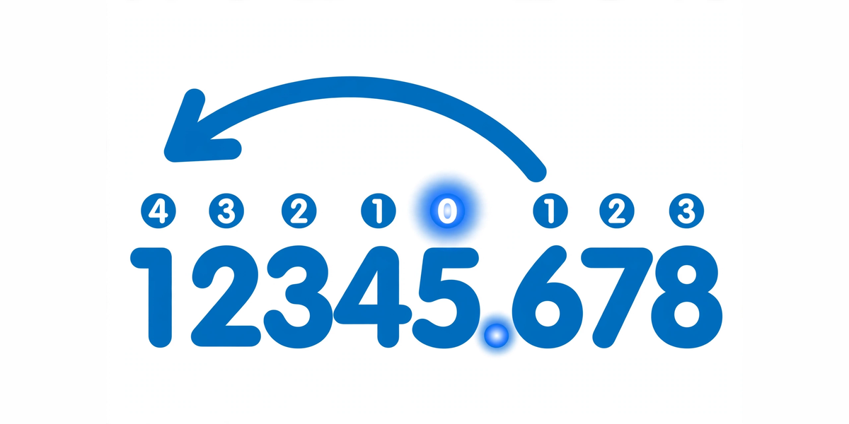Diagram showing a large number converting to scientific notation