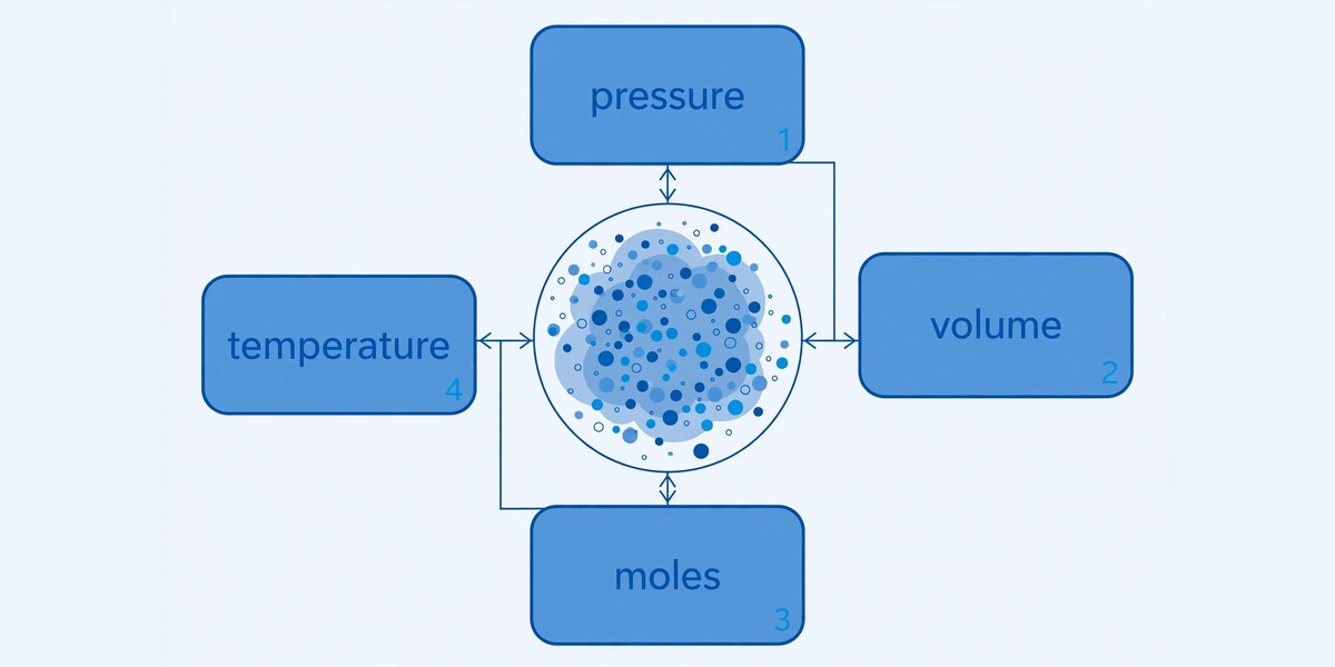 Diagram of pressure, volume, and temperature in a sealed gas container