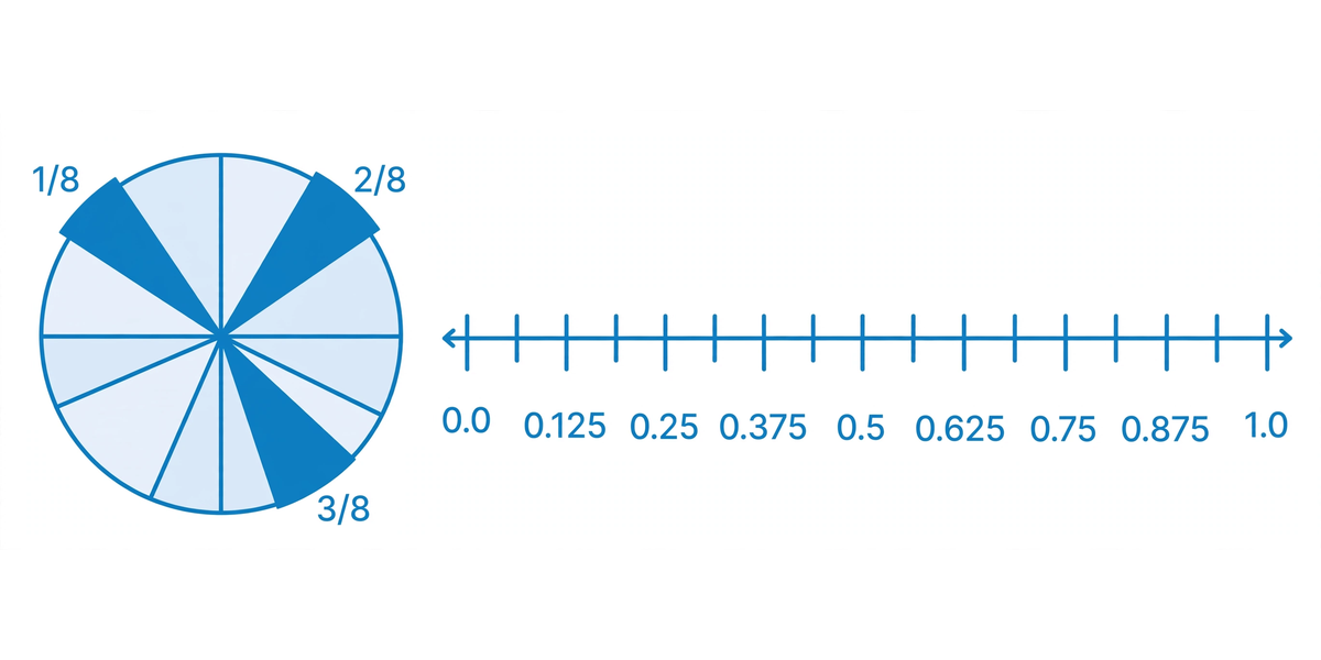 A person dividing the numerator of a fraction by the denominator on paper, showing the long division steps that turn a fraction into a decimal