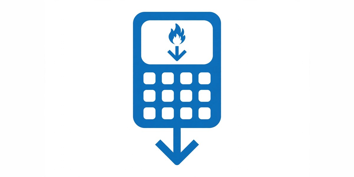 Calorie Deficit Calculator - blue calculator icon with flame and downward arrow