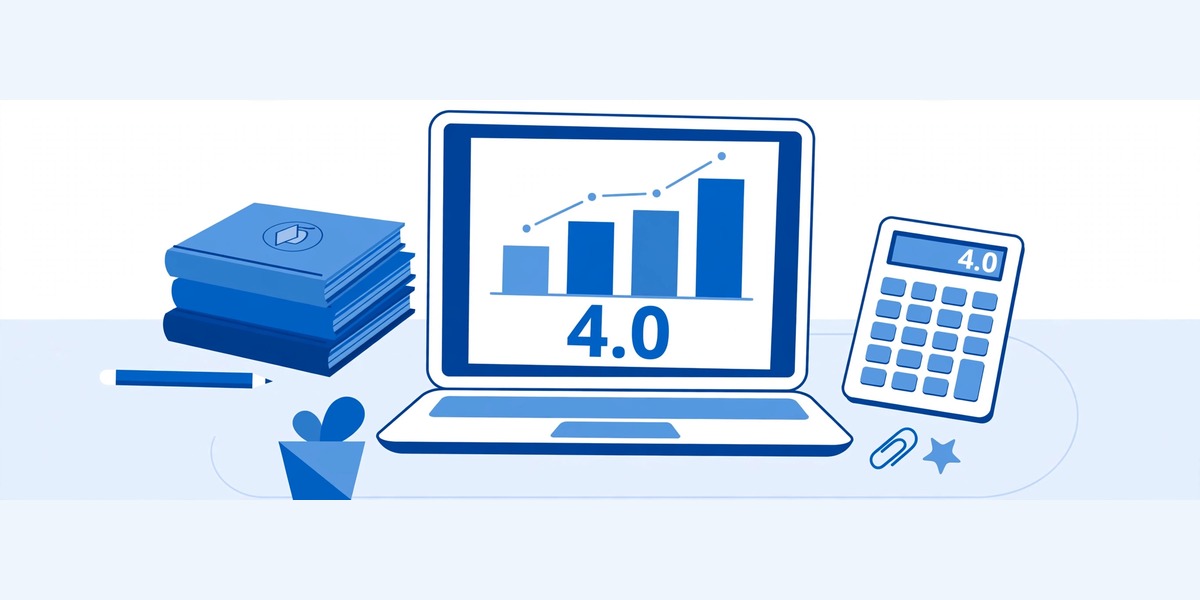 GPA calculator tool with grade and credit hour inputs on a clean blue interface